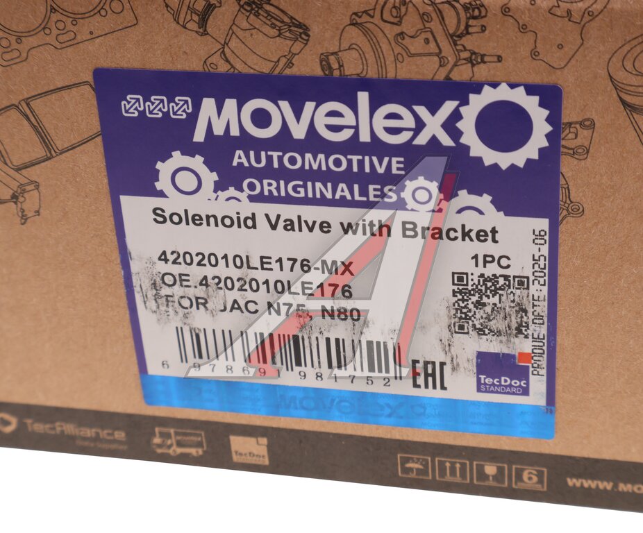 Клапан электромагнитный JAC N75,N80 (КОМ) с кронштейном MOVELEX