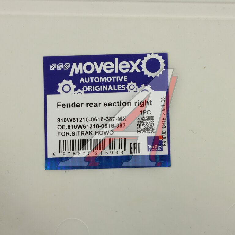 Крыло SITRAK HOWO T5G верхнее правое задняя часть (под покраску) MOVELEX